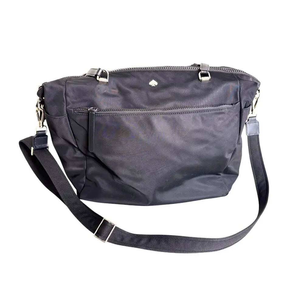 Kate Spade Chelsea Jae medium Satchel black nylon tote gold tone hardware